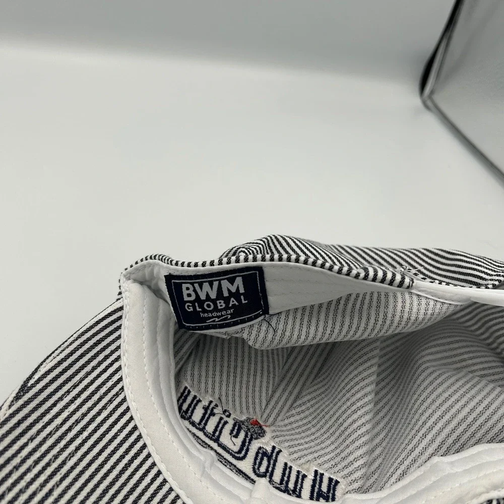 BWM Global Engineer Hat Blue White Hickory Stripe Hub City Snapback